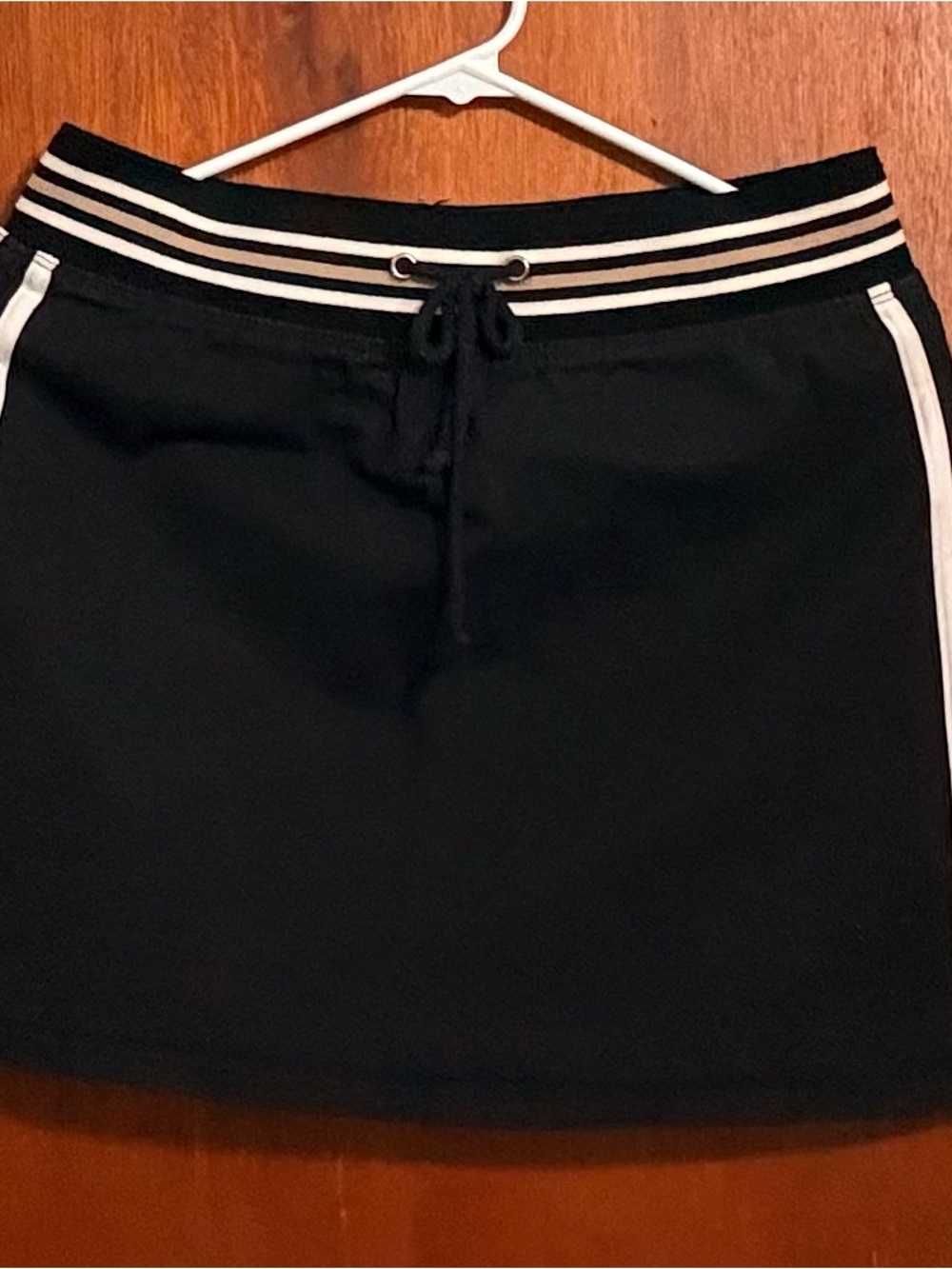 Womens 1XL Black Athletic Mini Skirt Stripe
